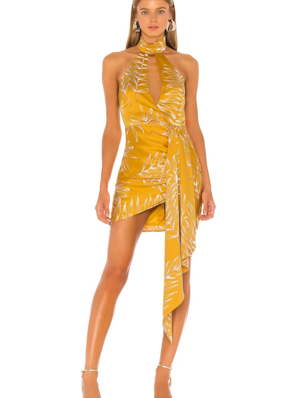 Antonia Mini Dress in Gold Tropical